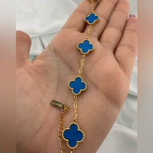 18 KG gold and blue clover flower Alhambra arpels  5 motif Gold F Bracelet